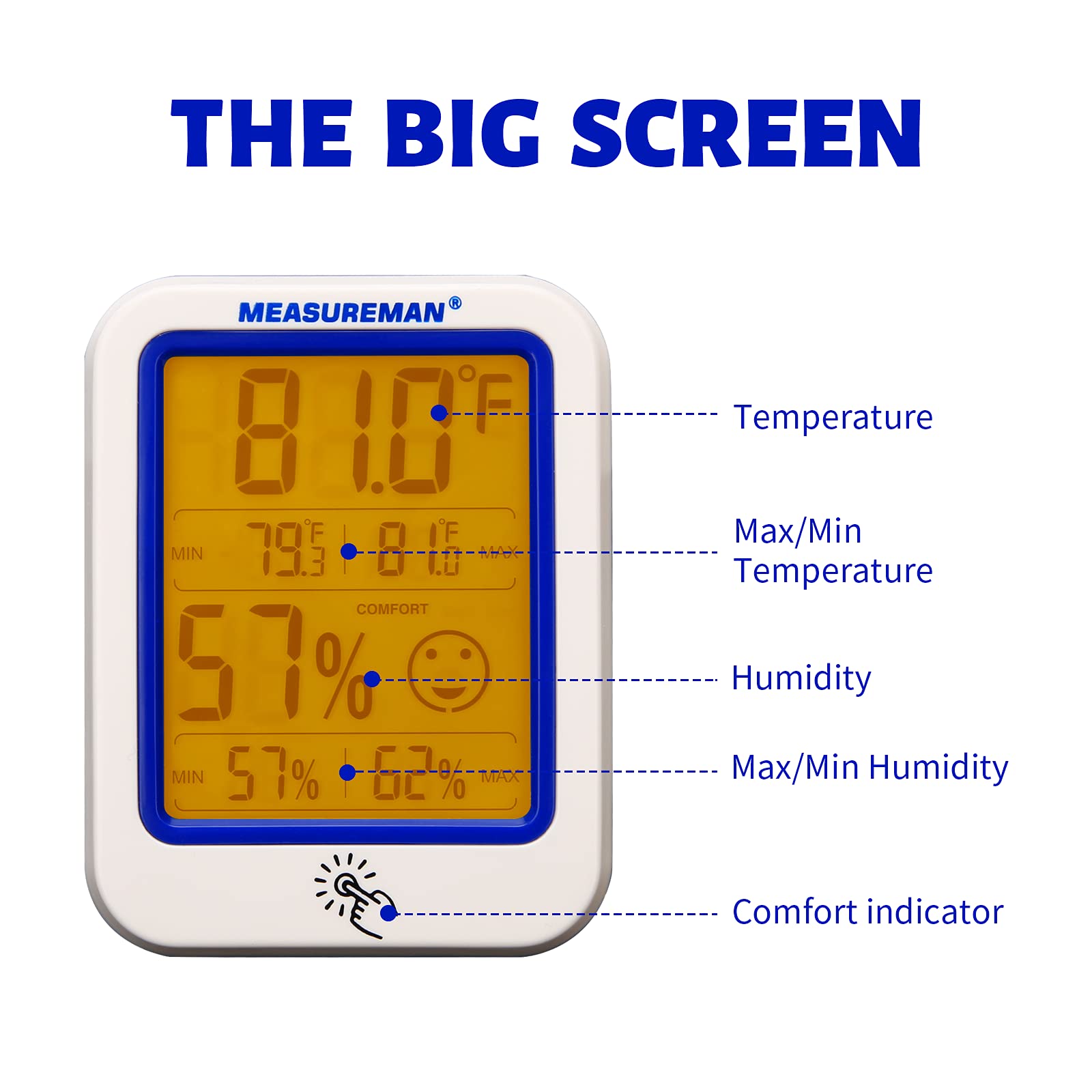 Snapklik.com : MEASUREMAN Digital Thermometer Hygrometer Gauge Max/Min ...