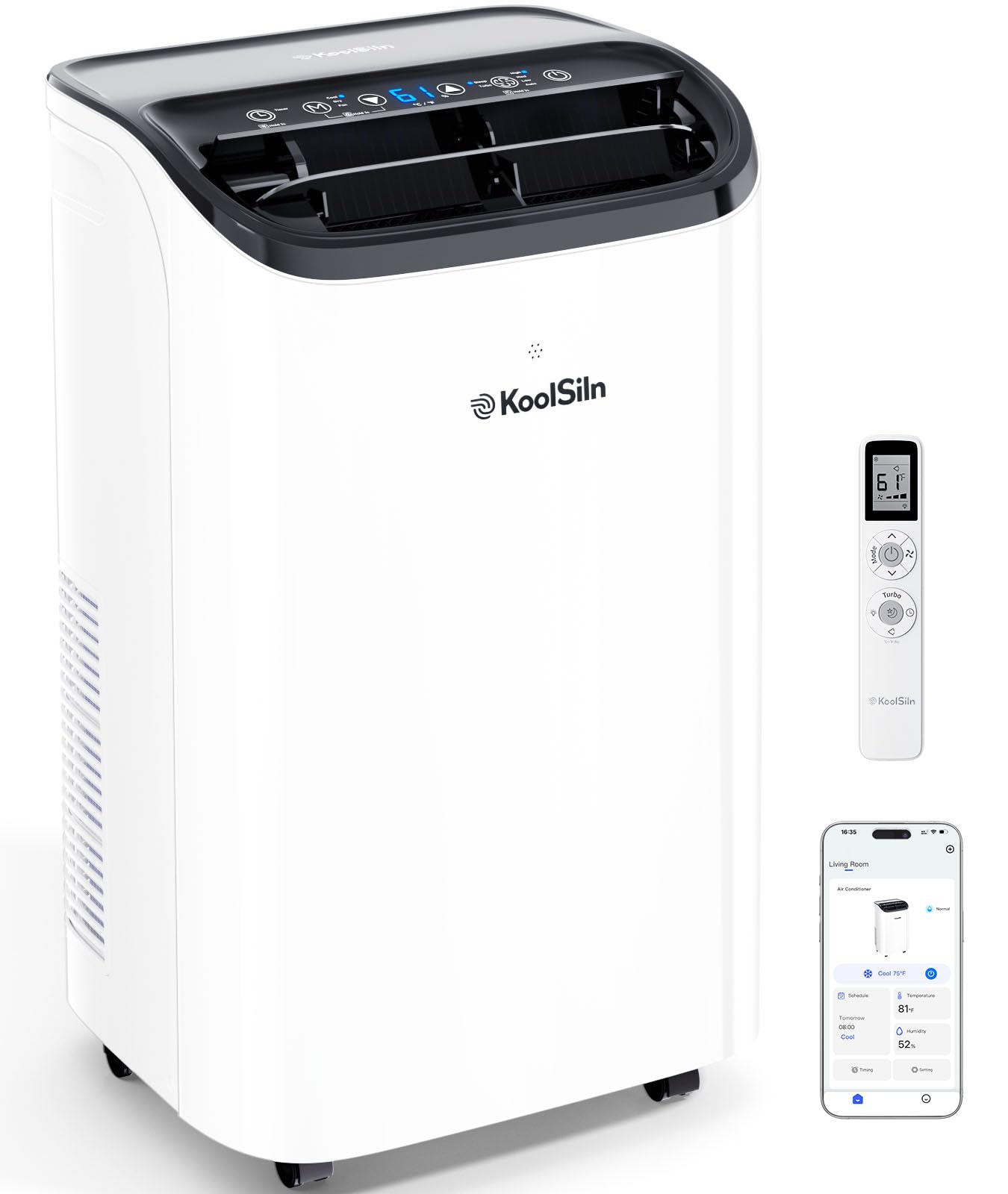 Photo 1 of 14,000 BTU Portable Air Conditioner with WiFi & Remote Control, Cools Up to 700 Sq.Ft, Auto-Evaporation Low Noise Portable AC Unit for Large Room, Office, Garage, Off White