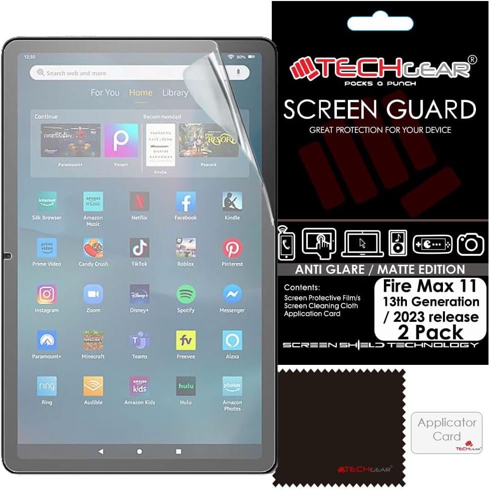 TECHGEAR [2 Pack Fire Max 11″ Anti Glare Screen Protectors, MATTE Screen Protector Guard Covers for All New Amazon Fire Max 11 Tablets (2023 / 13th Generation) TECHGEAR [2 Pack Fire Max 11″ Anti Glare Screen Protectors, MATTE Screen Protector Guard Covers for All New Amazon Fire Max 11 Tablets (2023 / 13th Generation)