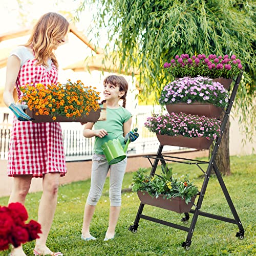 Furndoor 4.5 Ft Vertical Raised Garden Bed - Vertical Garden Planter With 5 Container Boxes And Wheels Freestanding Planter Stand For Flowers Vegetables Outdoor Indoor #TOP2