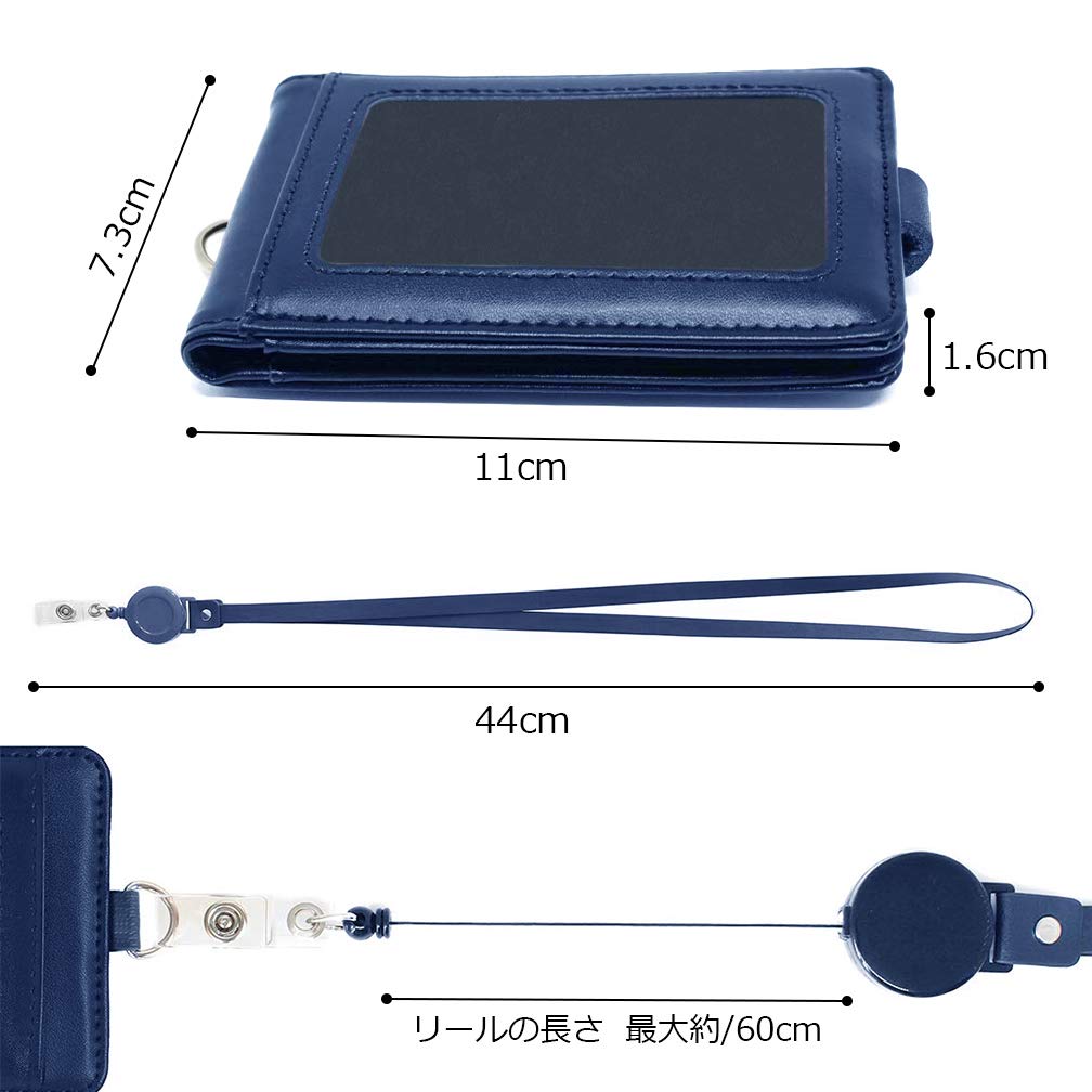 Amazon.co.jp: id カードホルダー ネームホルダー レザー ボタン式