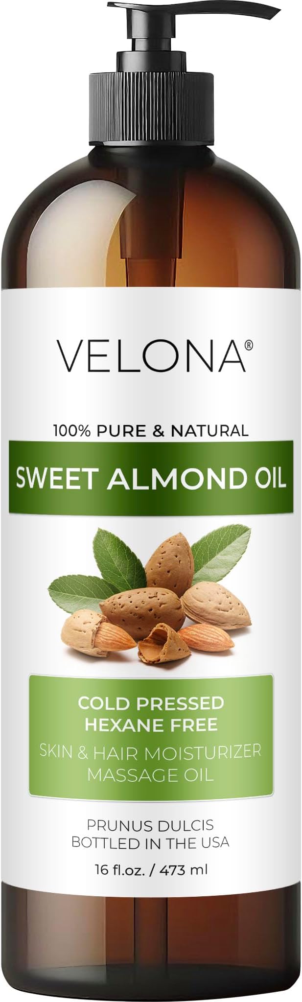 velona Sweet Almond Oil - 16 oz | 100% Pure and Natural Carrier Oil | Refined, Cold Pressed | Skin, Hair, Body & Face Moisturizing | Use Today - Enjoy Results…