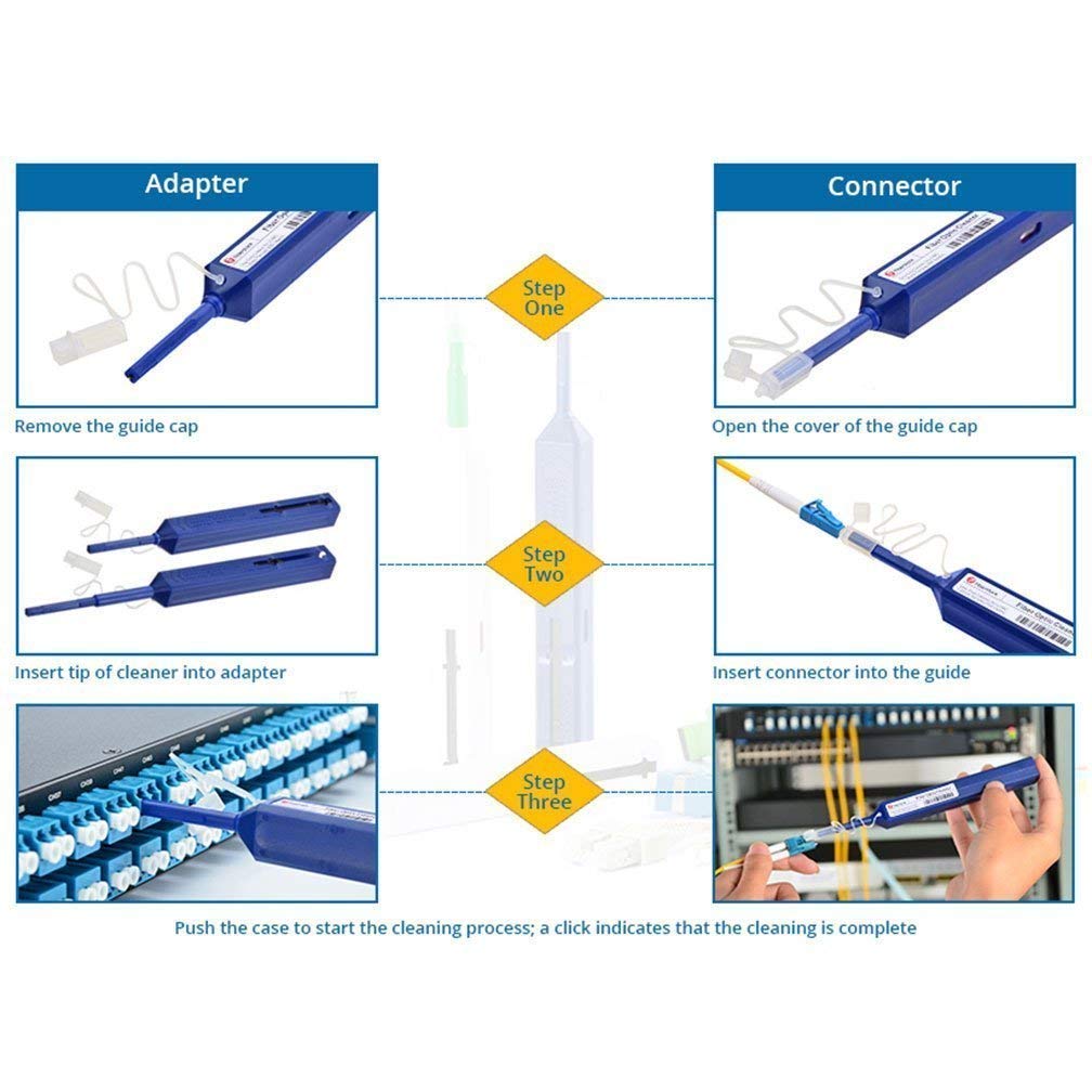 10Gtek Fiber Optic Cleaning Pen, LC/MU 1.25mm Connectors Fiber Cleaner, Over 600 Cleans Times, 5-pack
