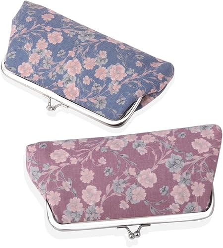 Miniatura 3 de iSuperb 2 unids Floral Monedero Vintage Bolsa Kiss-Lock Cambio Monedero Lindo Hebilla Billeteras Teléfono Celular Bolsa de Cierre de Cierre Bolsa