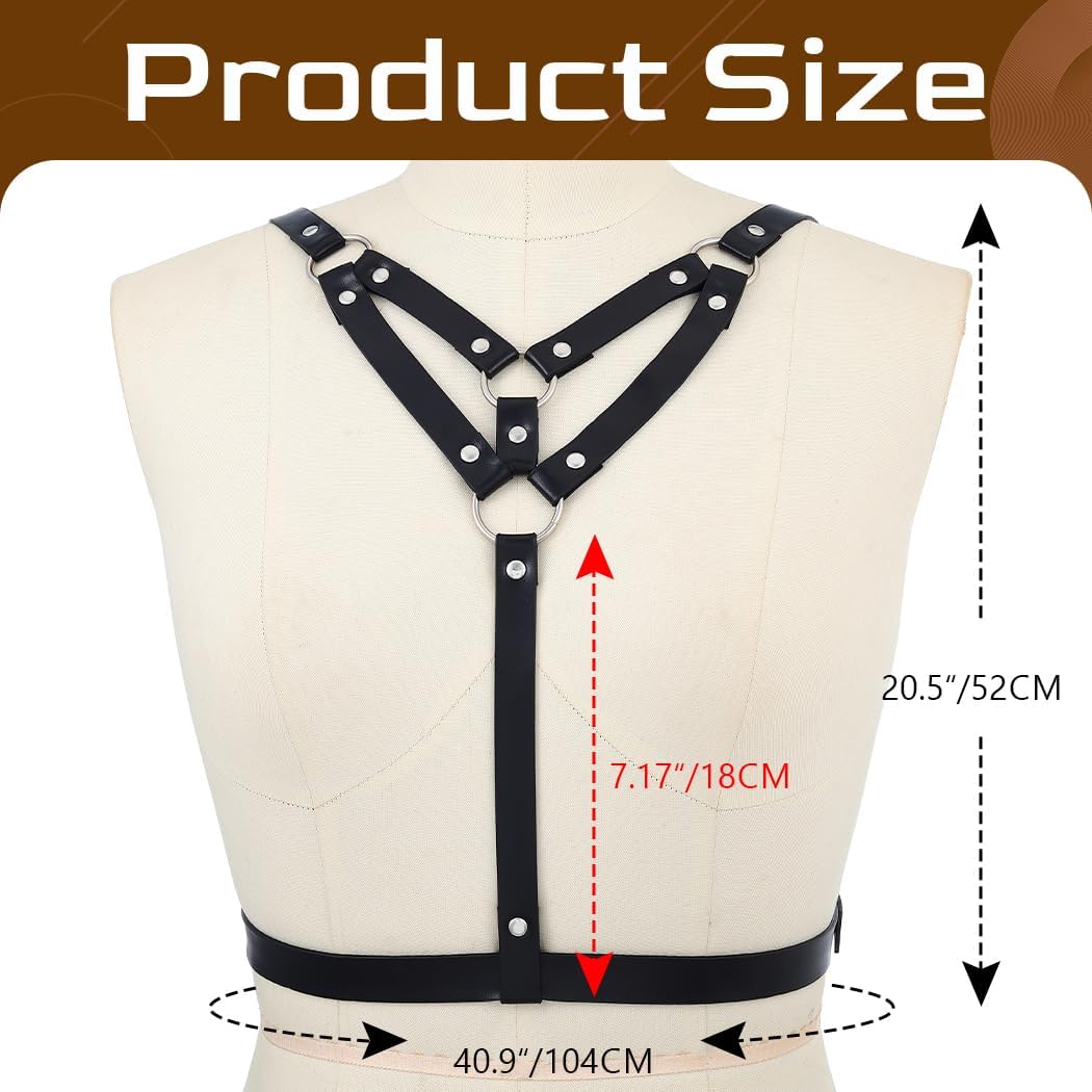 REETAN Chest Body Harness Belt Punk Leather Rave Accessories for Women - Image 3