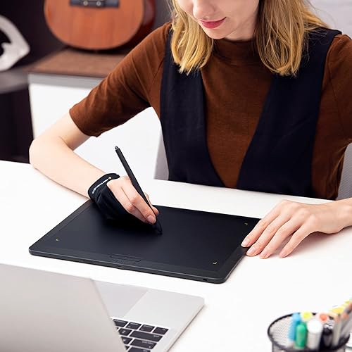 Miniatura 7 de XENCELABS, Guante de artista, guante de dibujo para mano izquierda y derecha para tableta de dibujo, guante de 2 dedos para dibujo, color negro,