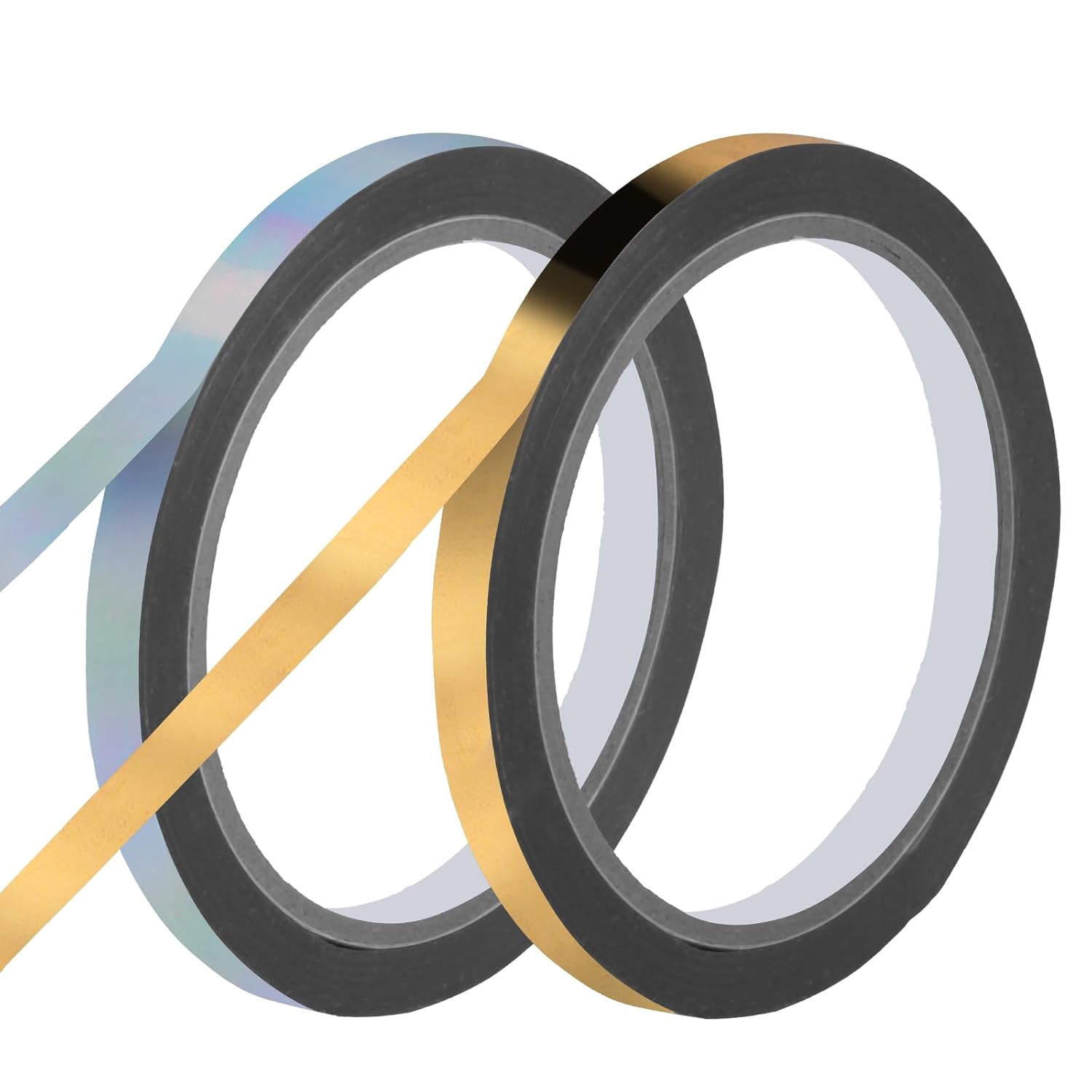 Silver & Gold Tape for Wall Decor, 2 Rolls Metallic Mirror Tape, Silver Gold