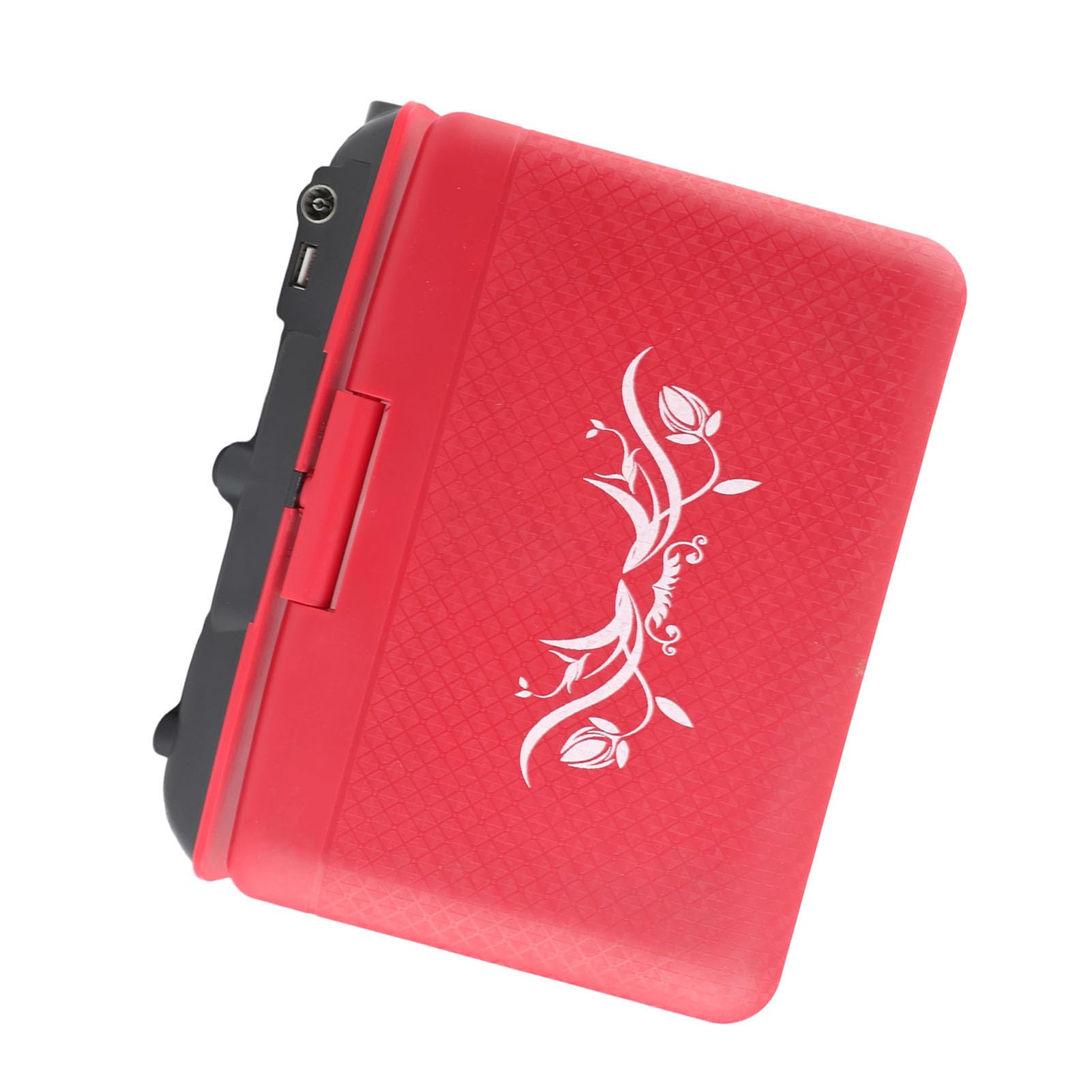 Lettore DVD Portatile con Ampio Schermo Girevole, Lettore DVD Mobile 806 1500mAh Ricaricabile, Supporta Sincronizzazione TV/Scheda SD/USB/Region (Rosso)