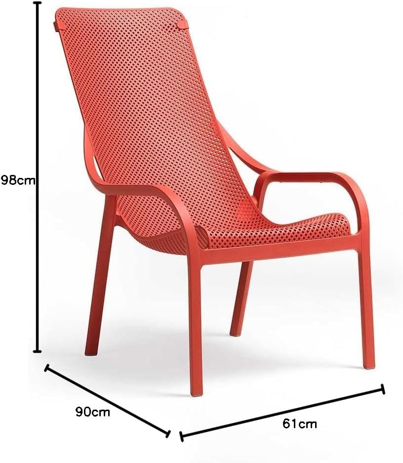 Generico Decorspace Poltrona Net Lounge in polipropilene fiber-glass per Giardino, Veranda e Lido Made in Italy (Corallo, 1)
