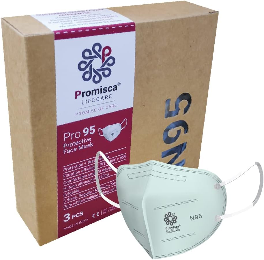 N95 Face Mask for Adults and Kids Mask in four sizes (Regular Pack of 3, Pastel Green)