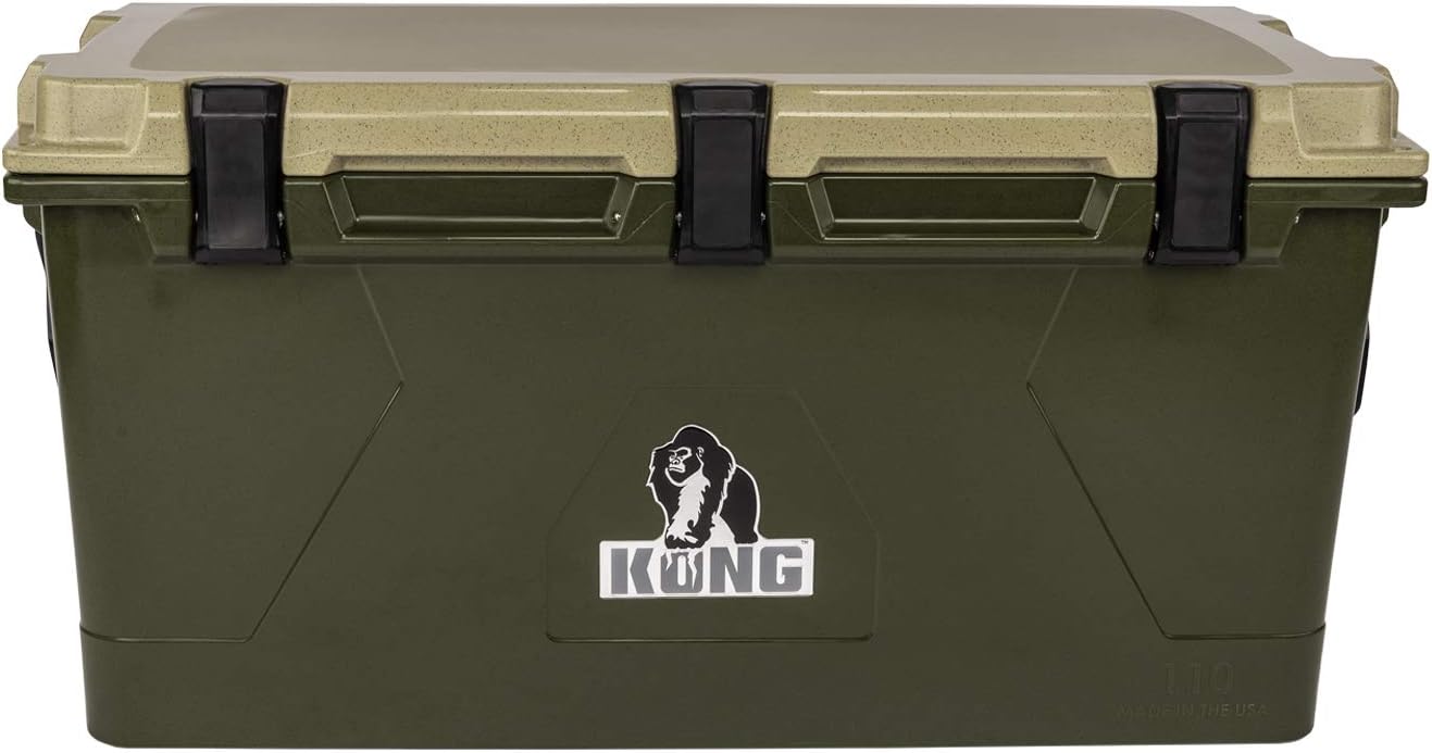 KONG Coolers | 110 Quart Cooler with Multipurpose Divider, Made in The USA| Up to 10 Day Ice Retention| Durable ROTO Molded Cooler (Woodland Green)