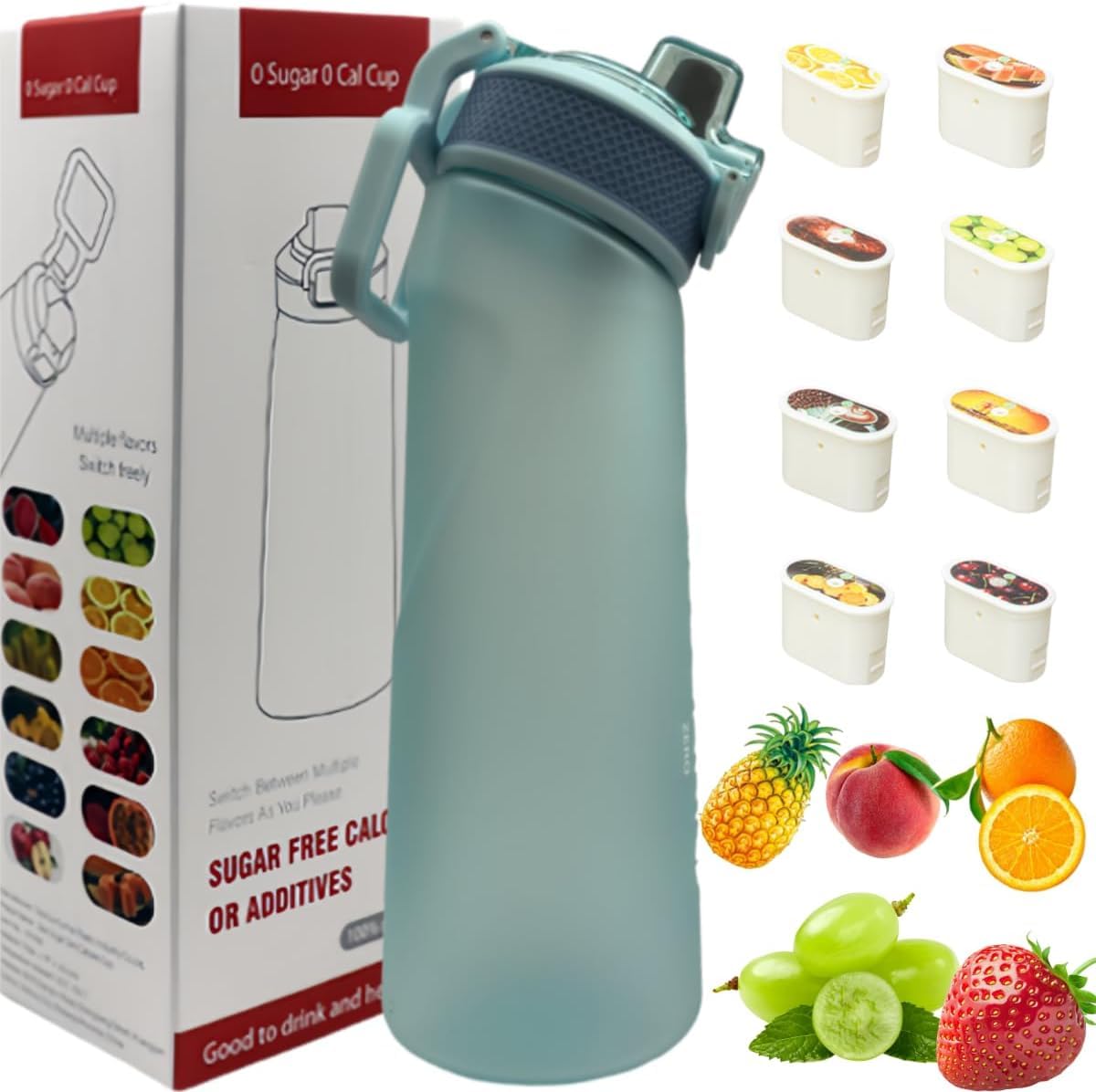 Putextile Water Bottle with 1 Flavor Capsule, 2.0 Upgraded Version, 700ml, BPA Free, for Gym and Outdoor Activities (Color L + 1 Random POD)