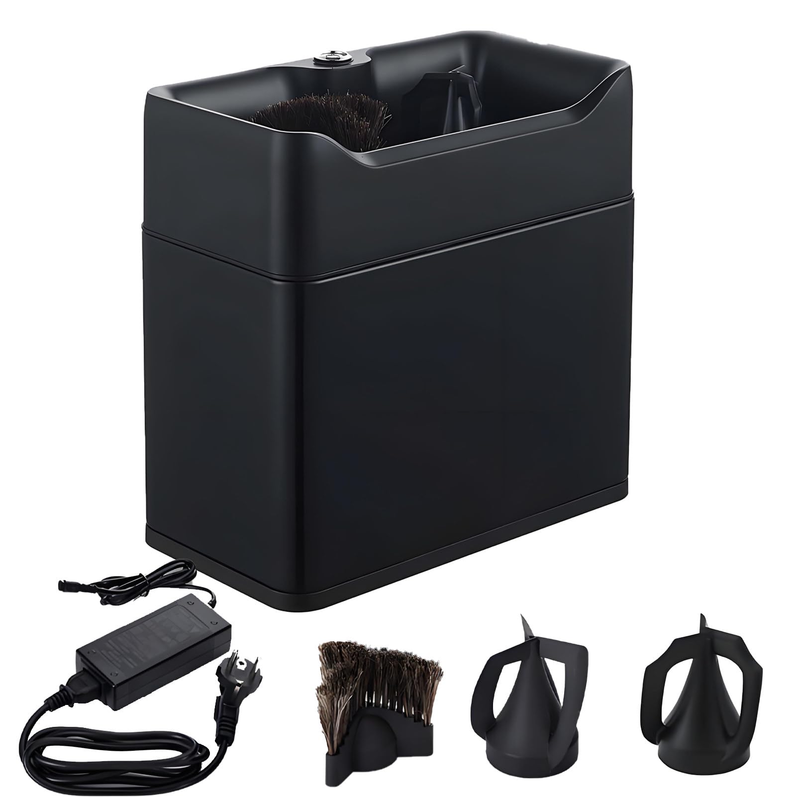 DNEPEI Electric Portafilter Cleaner,Automatic Portafilter Cleaning Machine with 2 scrapers designed to fit 58mm single, and 58mm double cup portafilter baskets for coffee shops, kitchens Black