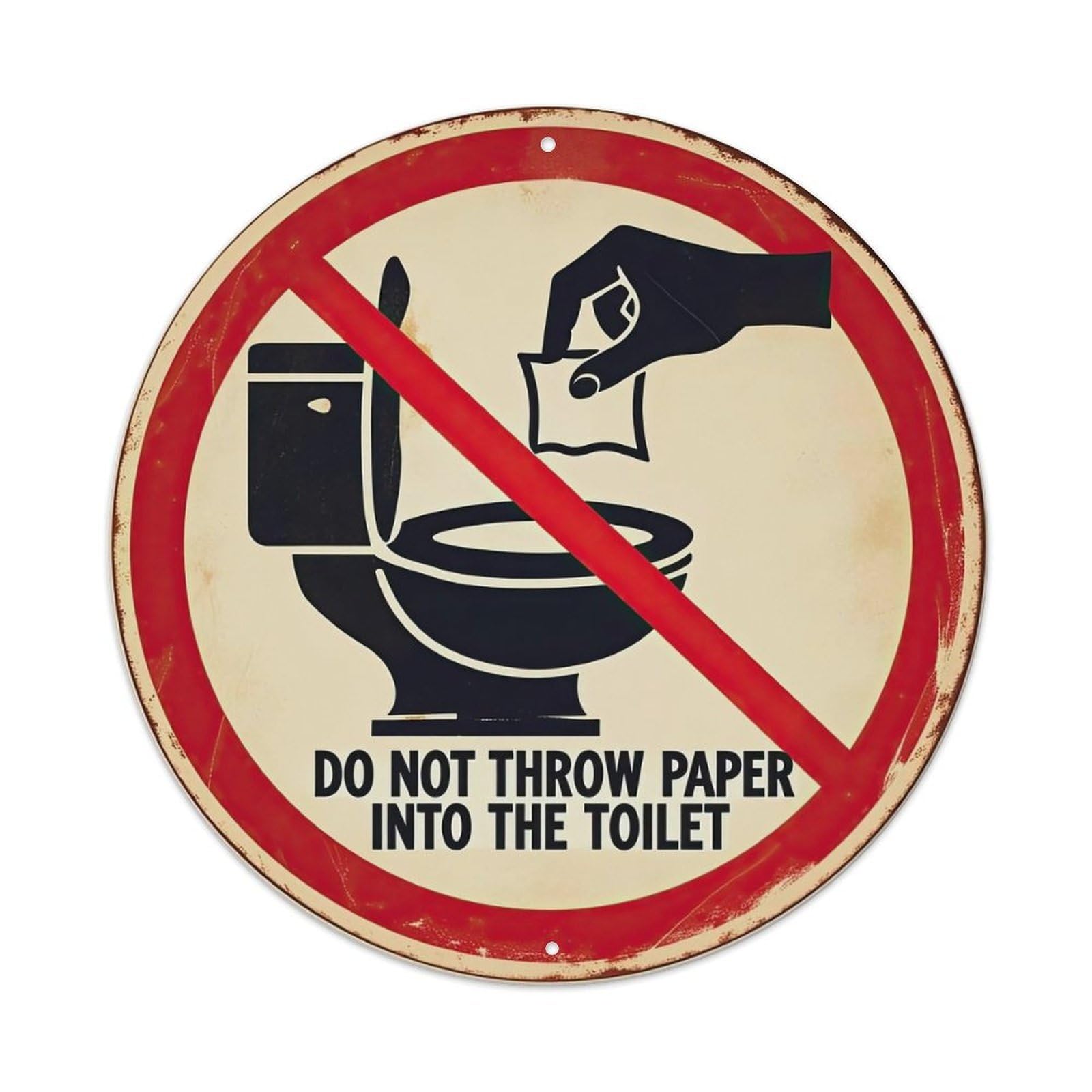 Toilet Paper Disposal Warning Metal Tin Sign