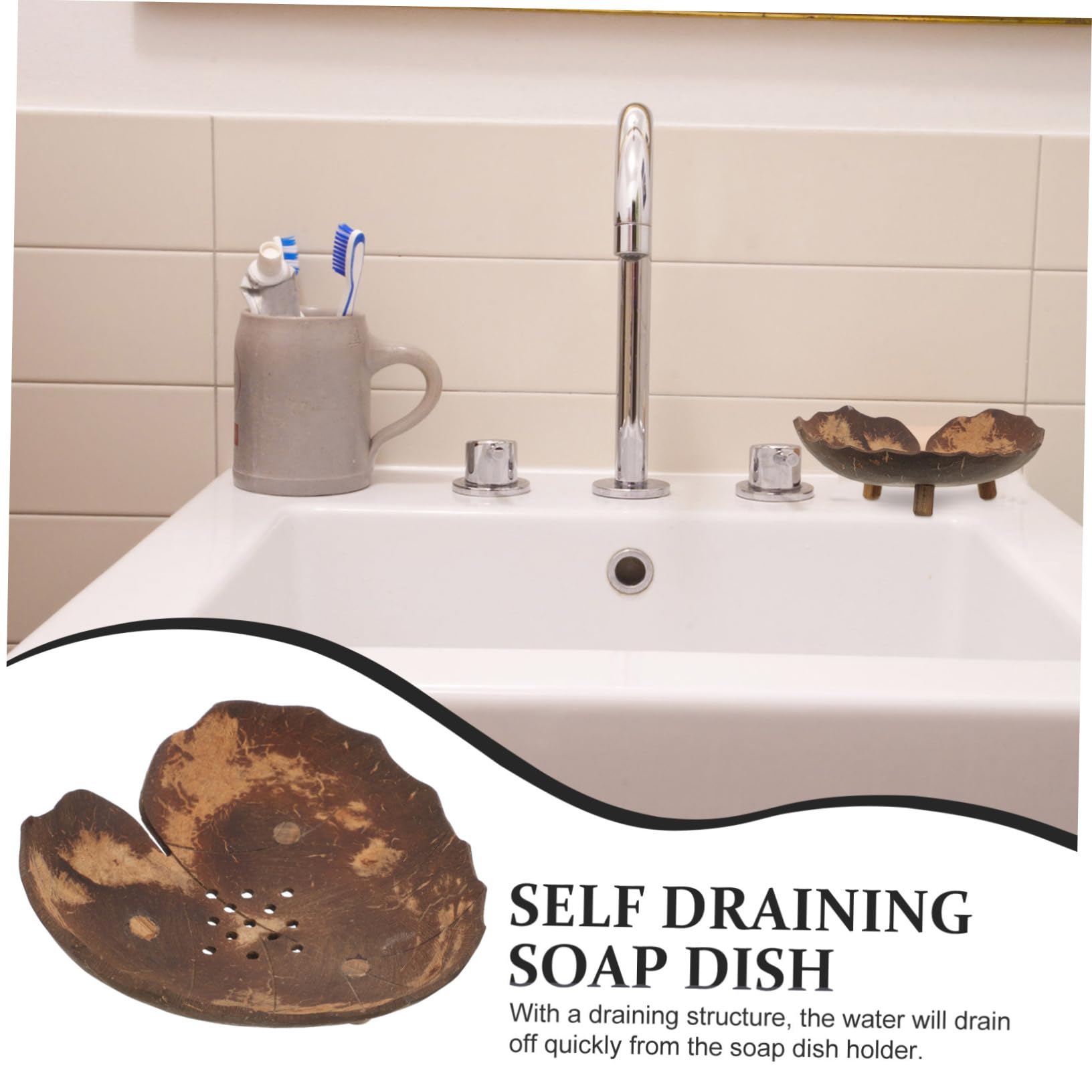 Cabilock 5 Piezas Jabonera Decorativa de para Encimera Resistente al Desgaste con Diseño de Drenaje para Baño y Cocina
