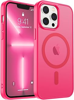 zapica Magnetic for iPhone 13 Pro Max Case, [Compatible with MagSafe] [Military Grade Drop Protection] Translucent Matte Shockproof Anti-Scratch Phone Case, Hot Pink