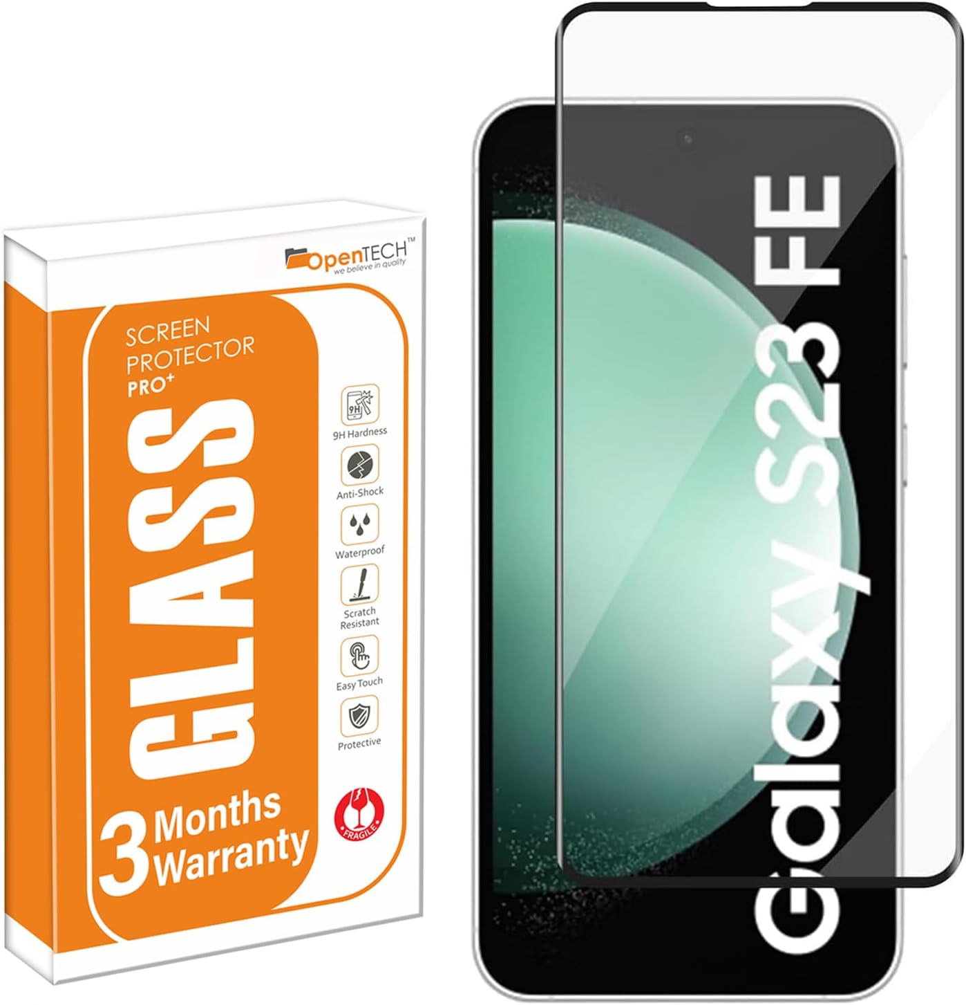 Military-Grade Tempered Glass Screen Protector Compatible for Samsung Galaxy S23 FE 5G with Edge to Edge Coverage and Easy Installation kit
