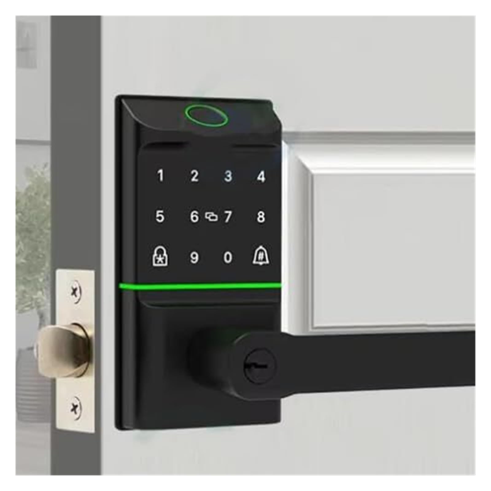 Serrure de porte intelligente d'entrée sans clé, avec poignée, verrou biométrique à pêne dormant à empreintes digitales, for porte d'entrée de maison