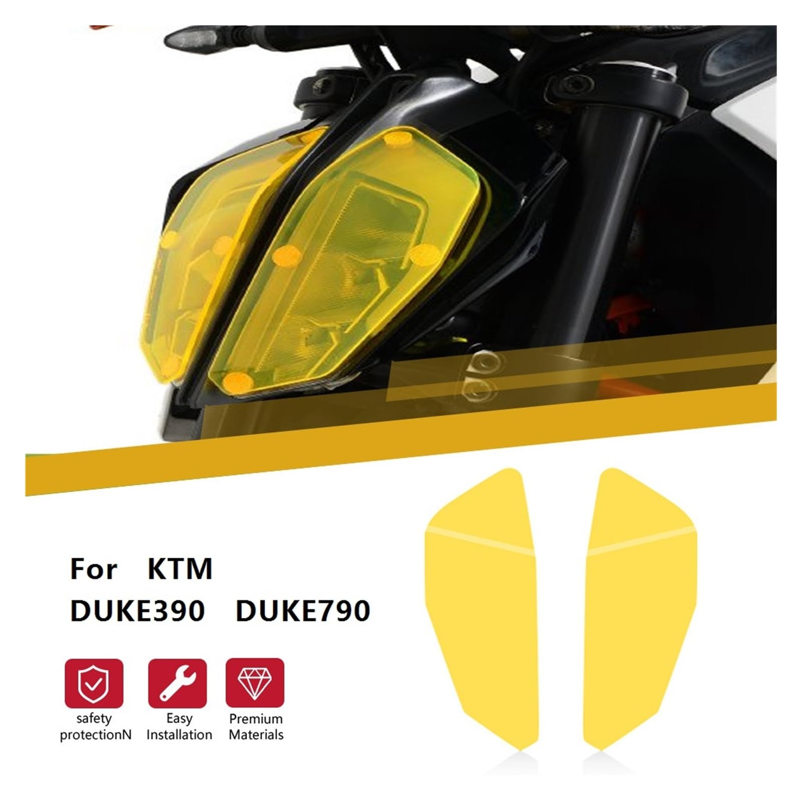 osłona reflektora motocykl Dla KTM DUKE390 DUKE790 DUKE 390 2017-2024 Osłona Reflektora Motocykla, Folia Ochronna Zmieniająca Kolor, Soczewka Reflektora metalowy retro grill(Red)