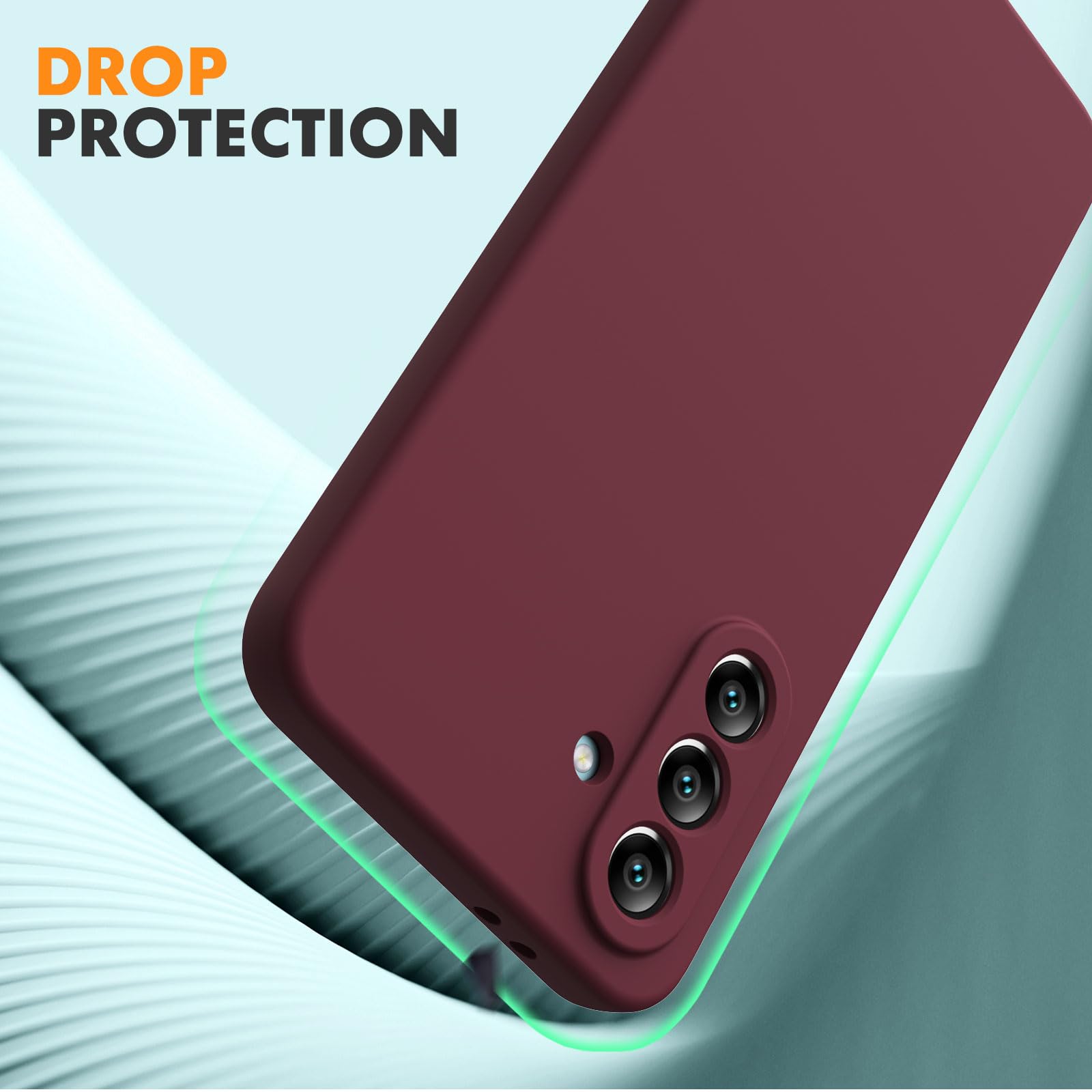 Vansdon Cover Compatibile con Samsung Galaxy A56 5G, 2 Pellicola Protettiva in Vetro Temperato, Gomma Gel di Silicone Liquida Antiurto Custodia - Bordeaux