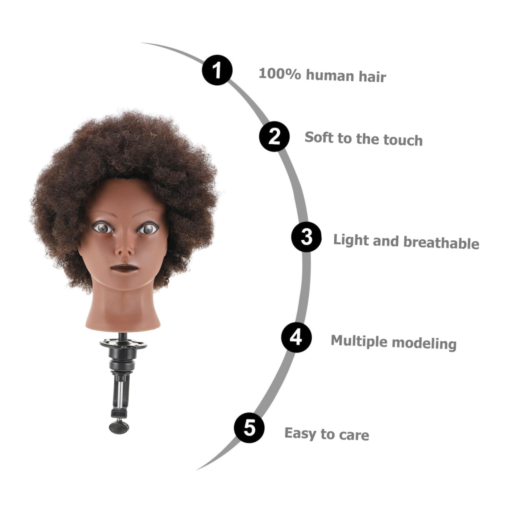 Afro Friseur Übungskopf Mannequinkopf Schwarz, Haar Trainingskopf