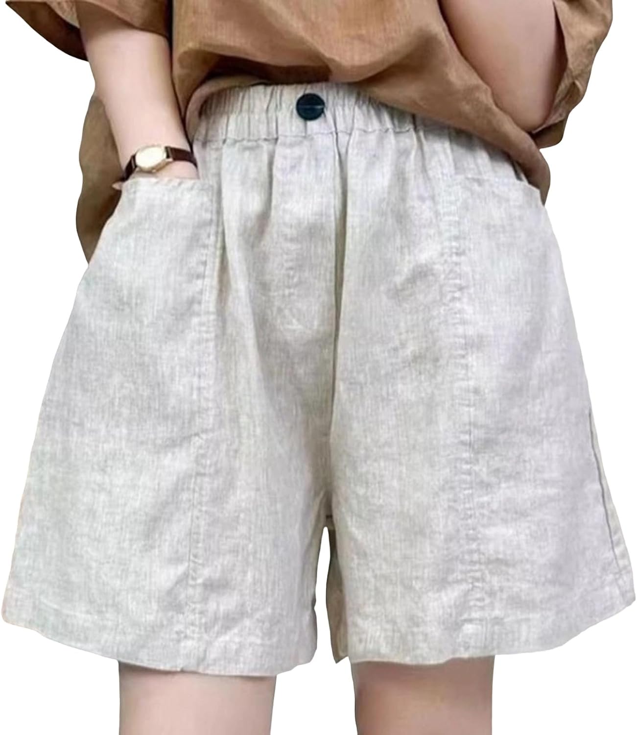 Bermuda Shorts for Women Elastic Waist Wide Leg Loose Fit Casual Shorts with Pockets Summer Beach Vacation Clothes
