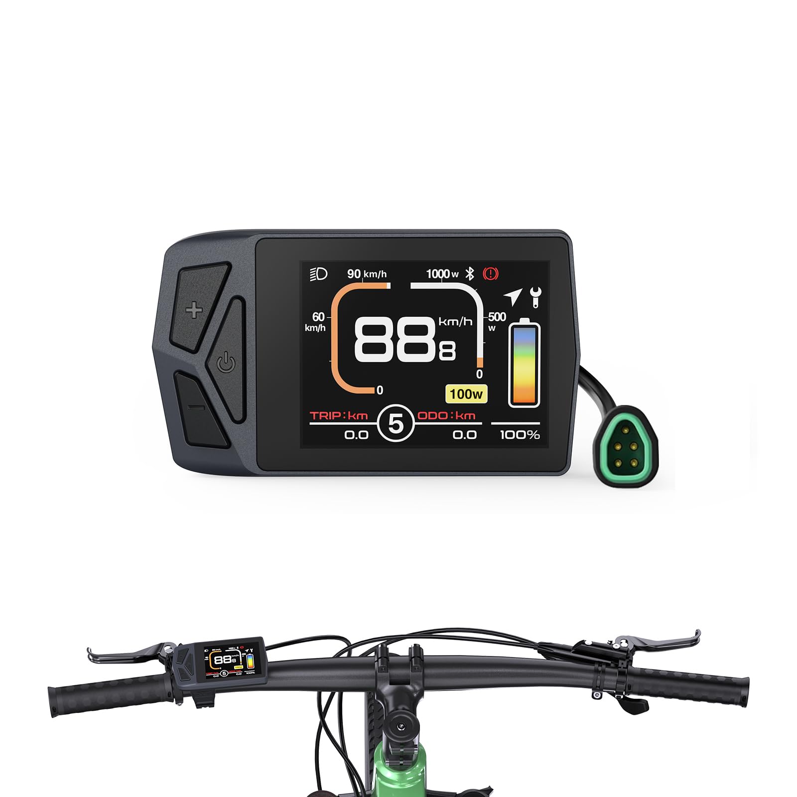 Varstrom Ebike Display-EKD01 2.4" TFT Color Screen for Bafang CAN Protocal Mid-Drive Motor–IP67 Waterproof&0-9 PAS Levels Ebike Computer with Type-C