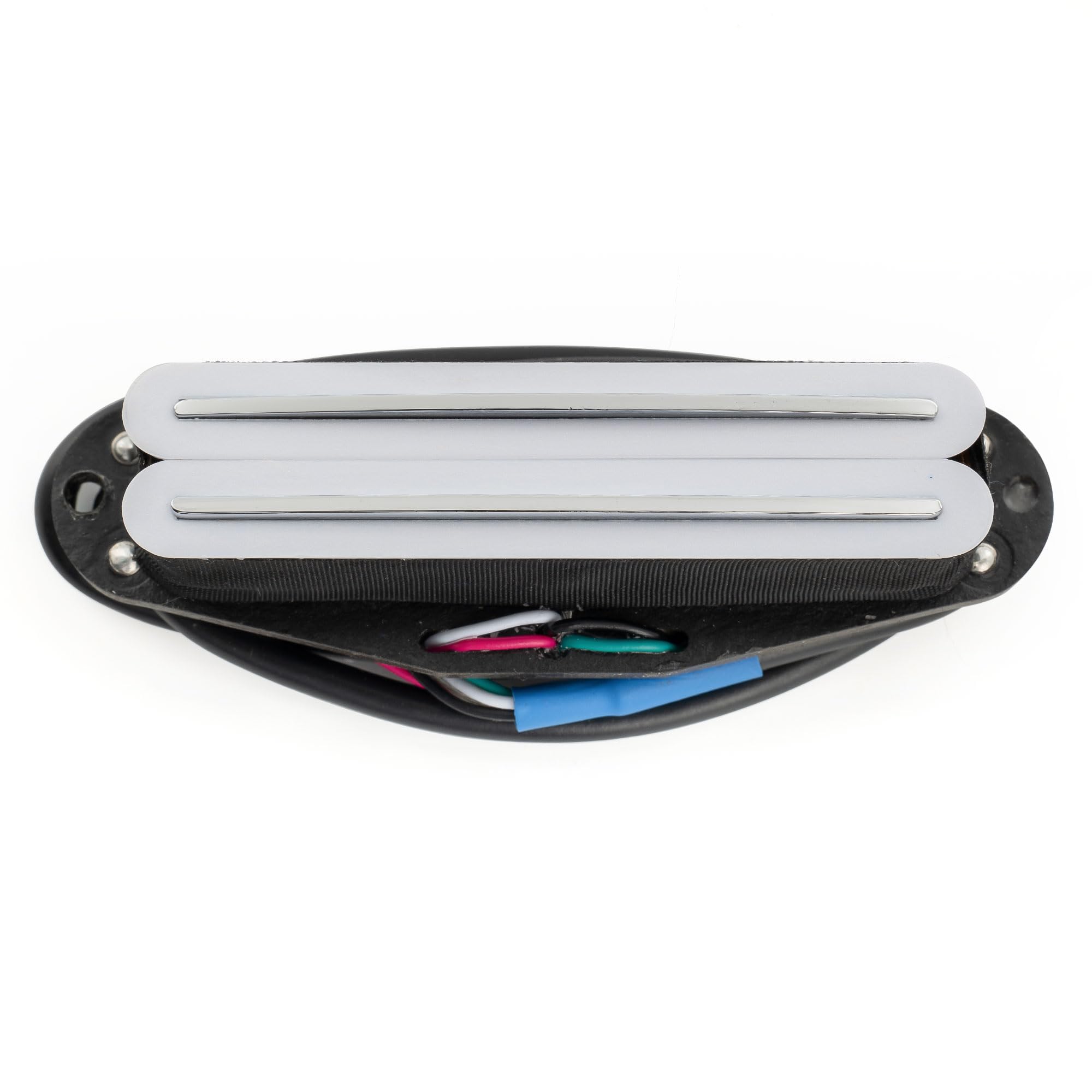 Musiclily Pro ST-DPMA Alnico 5 Rail Blade Micro Humbucker Format Simple Bobinage Pickup 9,2K pour Guitare électrique Style Strat, Corps Blanc Rail Chrome