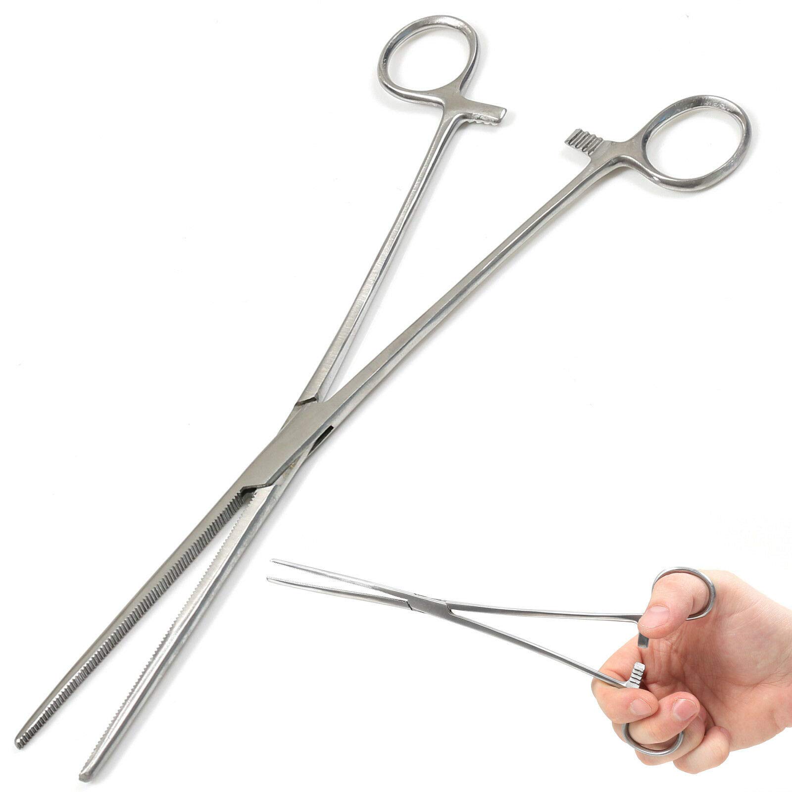 Panther Surgical Stainless Steel 4'' 6'' 8'' 10'' 12'' Straight or Curved Unhooking Pliers Line Cutters Sea Fly Carp Fishing Forceps (Straight, 10'')