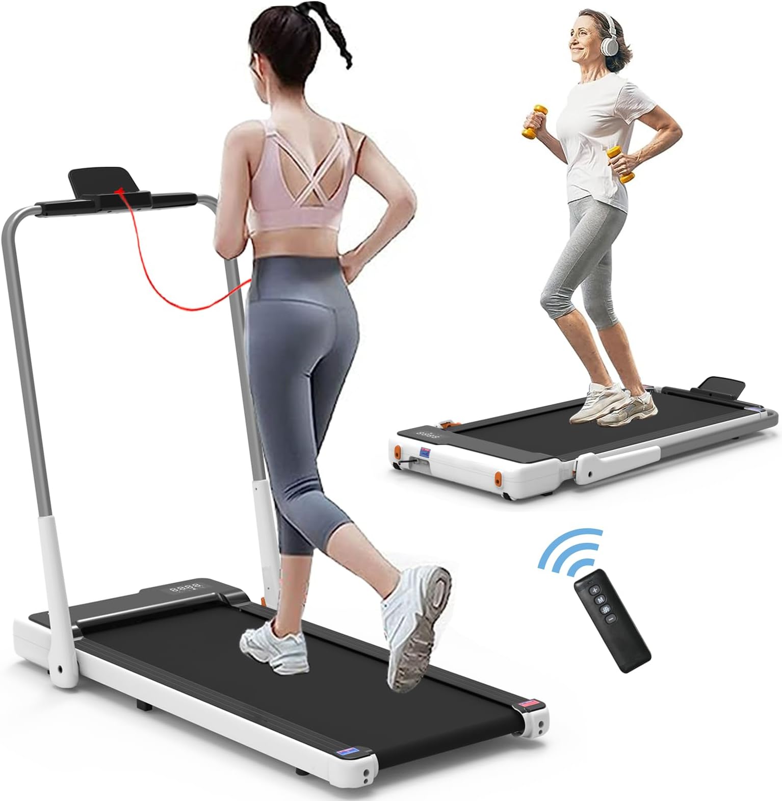 TDOO 3.5HP Folding Under Desk Treadmill With Safety Lock, Walking Pad for Home/Office, Walking Treadmill, Walking Jogging Machine Max 220lbs, 42cm Wide Running Belt,Remote Control LED Display