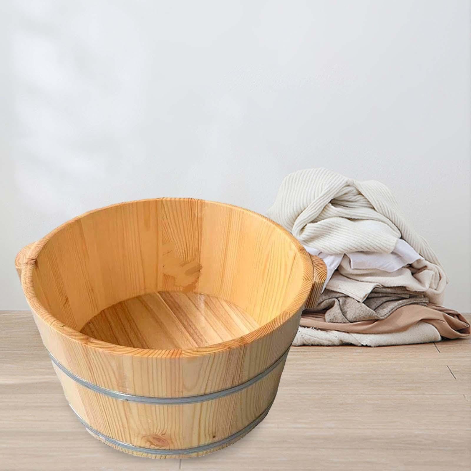Fußbadewanne mit Eimer – ideal zum Entspannen müder Füße, jederzeit und überall. Genießen Sie wohltuende Bäder. Fußbadewanne aus Holz, Eimer, Becken, hölzernes Fußbad Spa