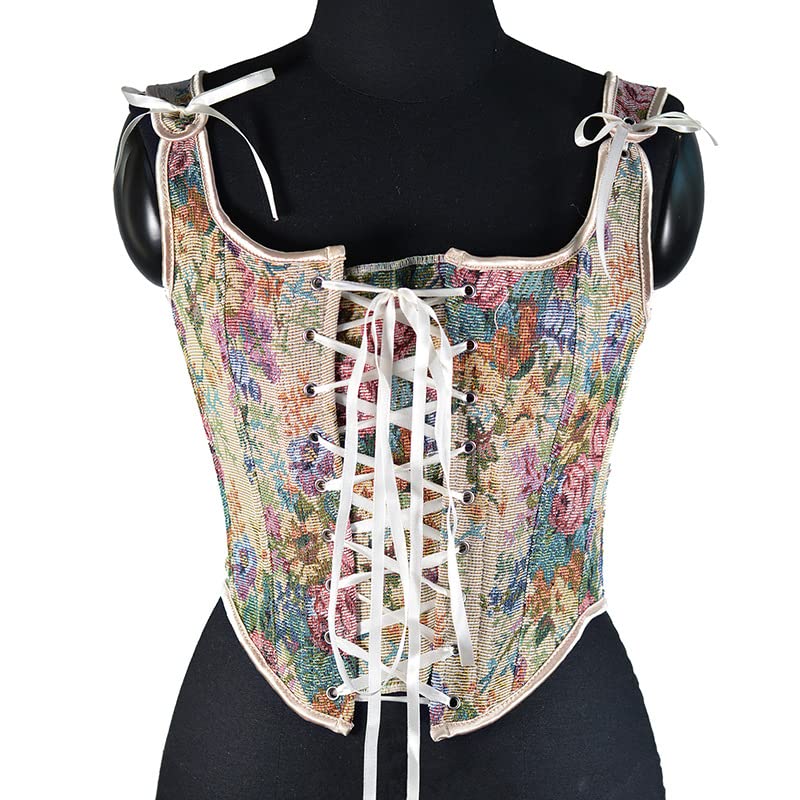 Image of CONCINEROS Women's Summer Vintage Floral Renaissance Corset Top for Women Y2k Tops Sleeveless Drawstring Crop Top