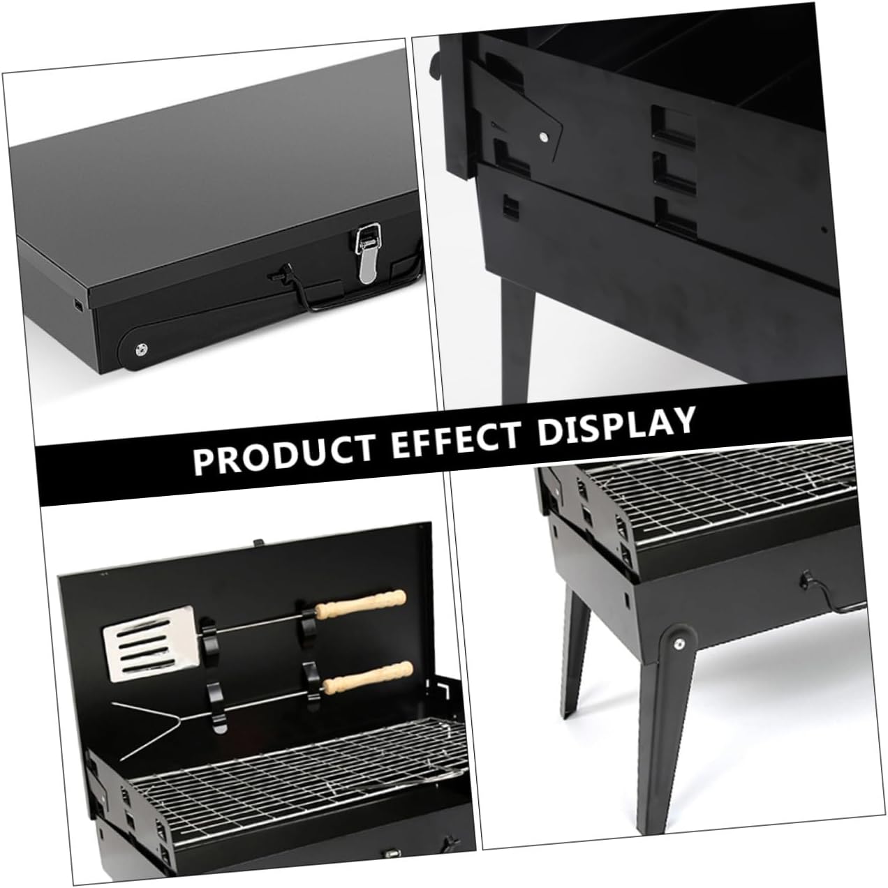 Portable Folding Bbq Stove and Outdoor Barbecue Grill with Accessories, Compact 44x27x47cm Steel Frame, Portable Camping Grill for Hiking, Picnic, Tailgating