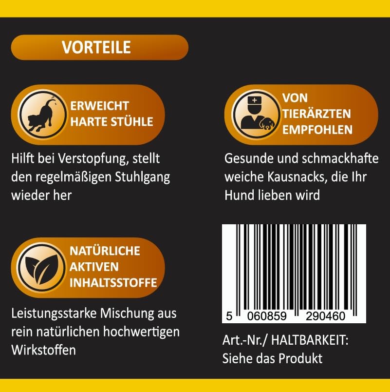GastroBalance linderung verstopfung beim Hund – 60 weichen kausnacks abführmittel für Hunde 100% natürliche Wirkstoffe (Deutsch)