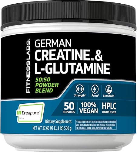 Fitness Labs Creatina y L-glutamina 1764oz Contiene solo creatina pura monohidrato y glutamina fermentada fabricada en Estados Unidos