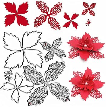 Metal 5pcs 3D Flower Die Cuts, Floral Cutting Die DIY Crafts Template Mould Stencils for DIY Embossing Card Making Album Decorative Paper Scrapbooking