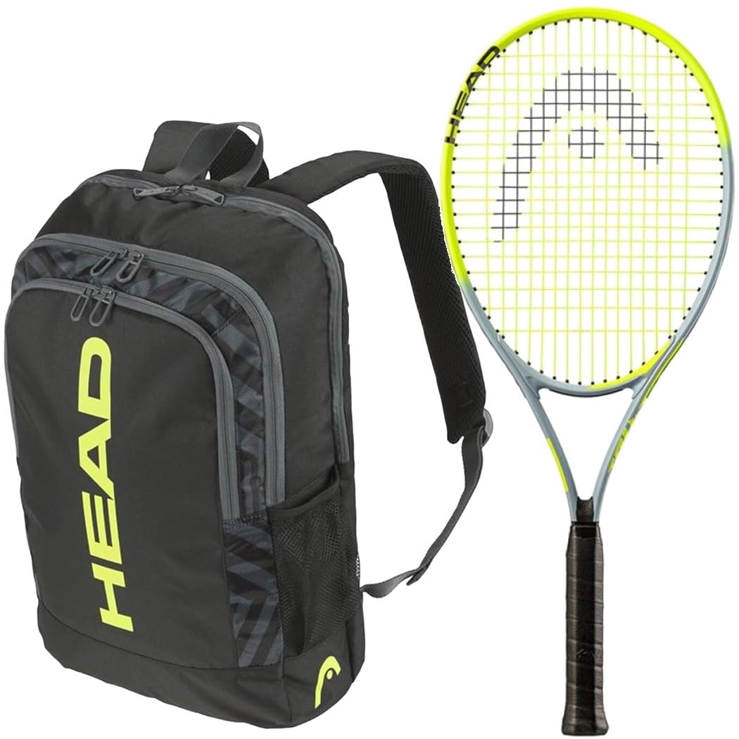 Head Nano Titanium Tour Pro Tennis Racquet Bundled w a Head Base Tennis Backpack 17L (Black/Yellow)