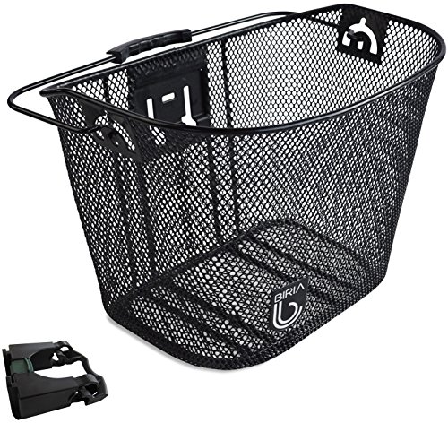 BIRIA Bicycle Basket with Bracket Black - Front Quick Release Basket, Removable, Wire Mesh Bicycle Basket Express klick, Black