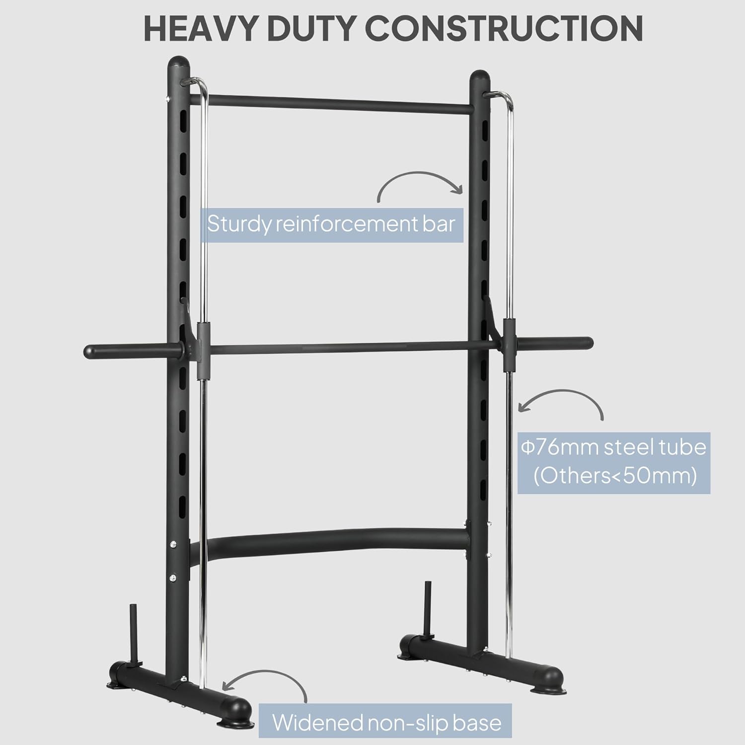 Soozier Squat Rack with Pull-Up Bar, Adjustable Power Rack with Barbell Bar, Multi-Functional Bench Press Rack for Home Gym Strength Training, Black