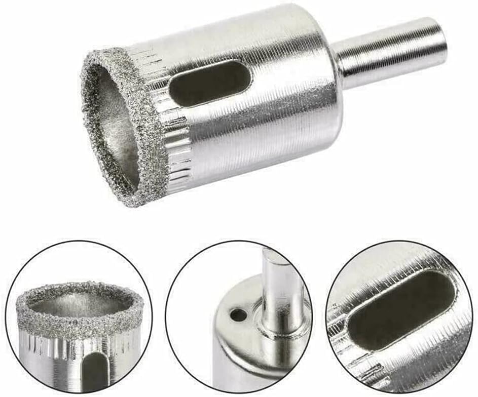 UPTODATETOOLS 10 Pcs 8mm-50mm Glass Hole Saw Drill Bit Set Cutting Remover Tools for Tiles Marble Granite Stone Ceramic DIY Diamond Hole Saw 2