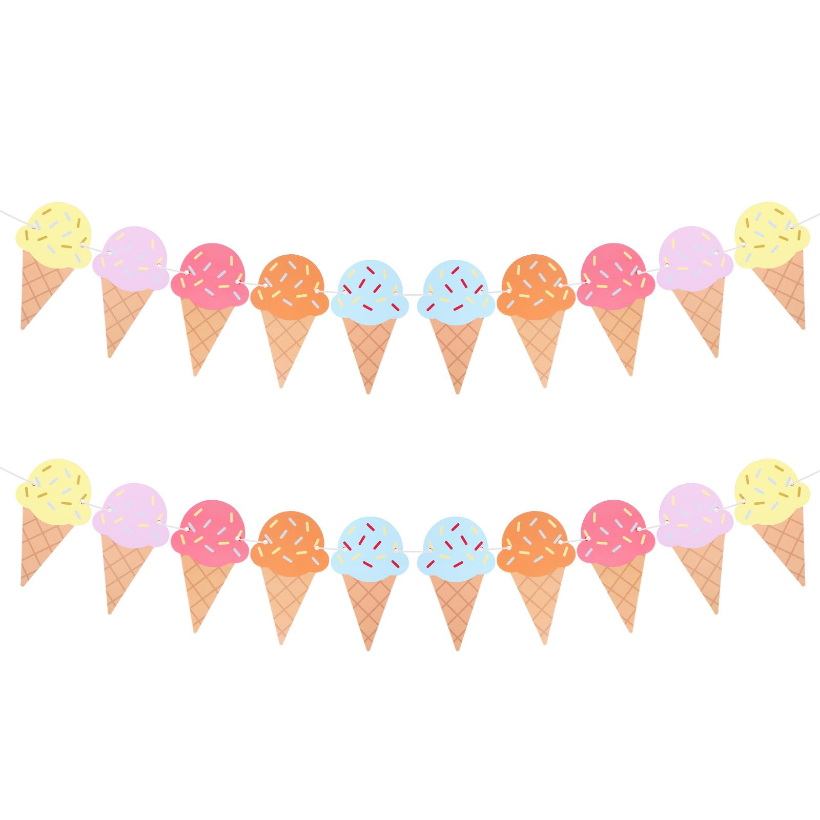 2PCS Ice Cream Banner Garland, Pastel Paper Banner for Summer | Beach Birthday Party, Ice Cream Birthday Decorations, Bar Banners for Wedding Party Backdrop Decoration Supplies