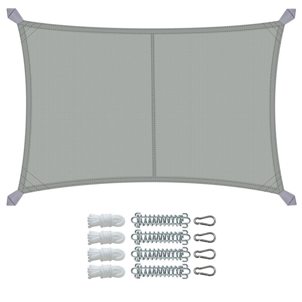 VOUNOT® Voile d'ombrage Rectangulaire Imperméable Auvent Protection en Polyester avec Kit de Montage Toile Ombrage Protection UV 95% Résistant pour Jardin Terrasse et Balcon 3x4m Gris
