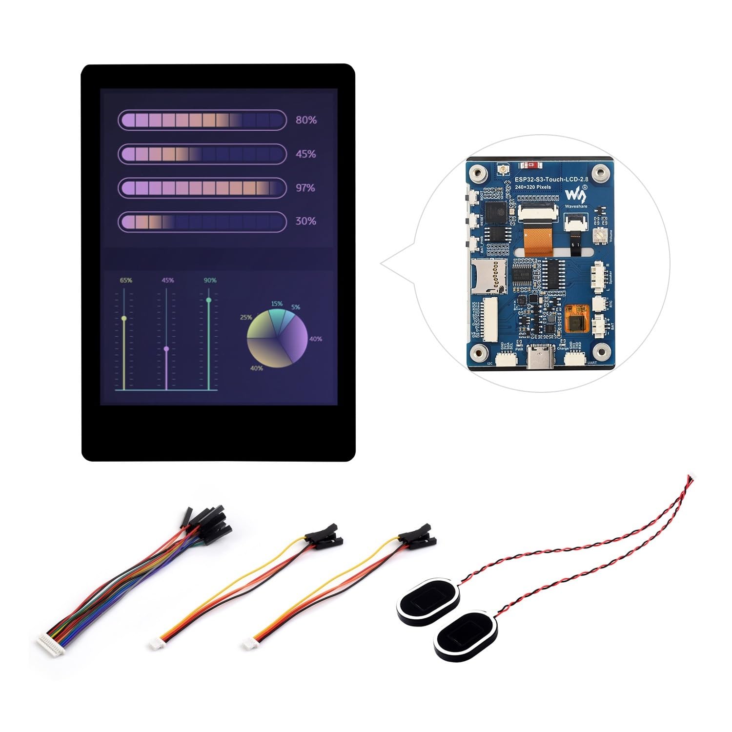 Waveshare ESP32-S3-Matrix Development Board, Onboard 8×8 RGB LED Matrix and QMI8658C Attitude Sensor, Supports Wi-Fi and Bluetooth LE, ESP32 Development Board