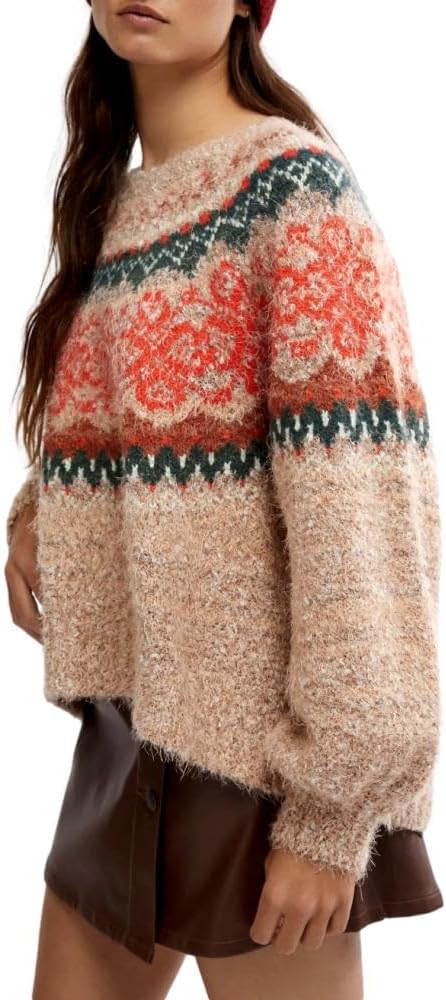 Free People Womens Festive Frost Sweater Festive Frost Combo Small - Image 4