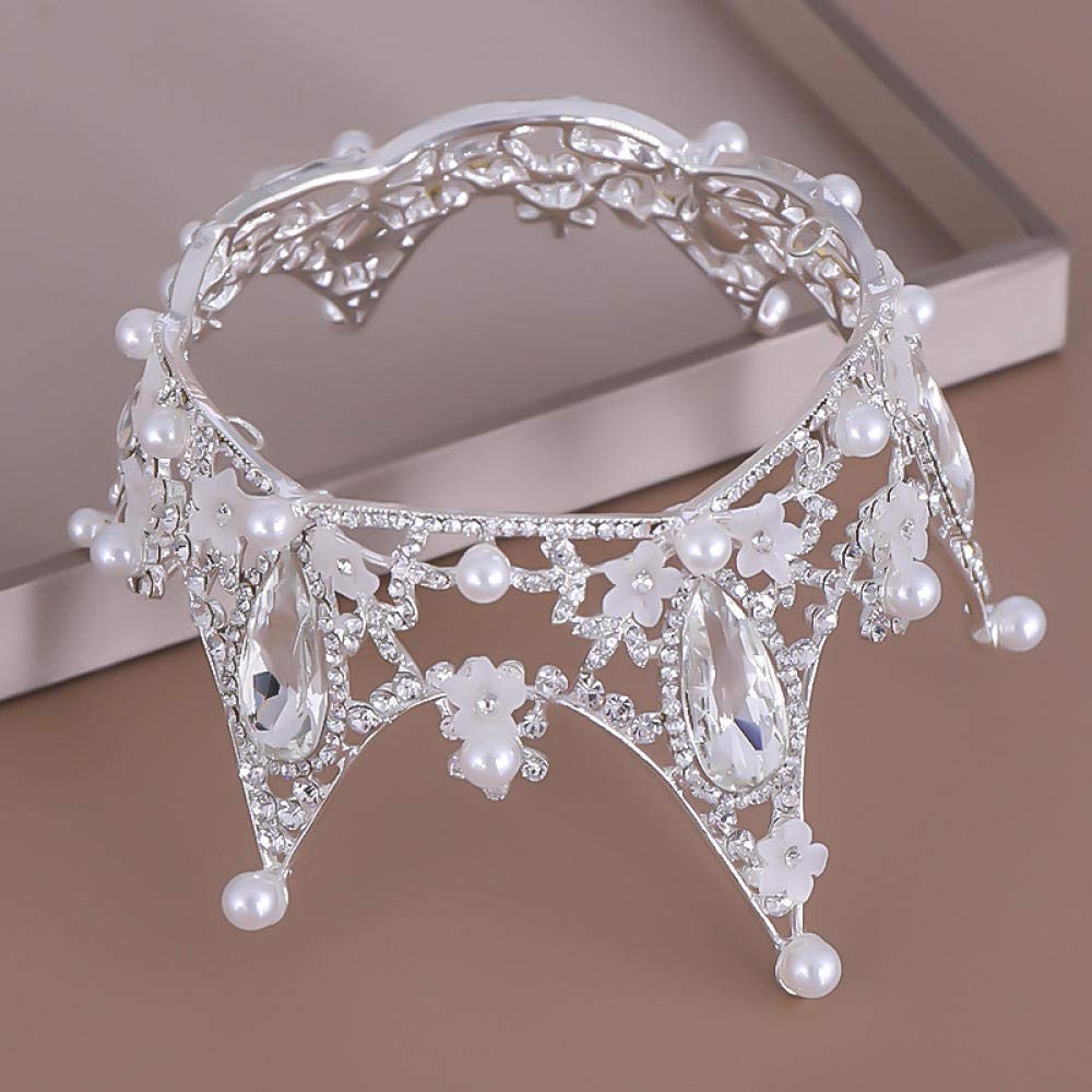 Tiara Aleación Rhinestone Nupcial Diadema Corona Full Circle Pearl Silver Princess Simple Moda Mujer Boda Boda Accesorios De Cabello Retro Parte Regalos