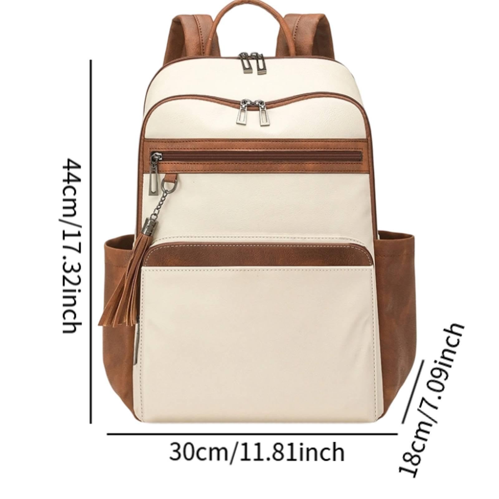 Zaino da Viaggio, Borsa per Il Weekend, Zaino per Viaggiare, per Pendolarismo, per Spostamenti Quotidiani, Bianco Marrone