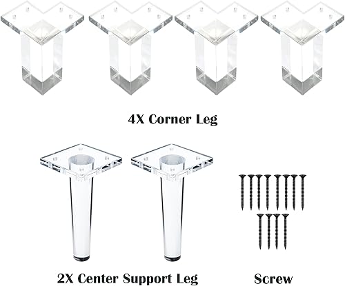 Miniatura 7 de Patas acrílicas cuadradas de 5 pulgadas, gran y resistente reemplazo para sofás, sillas y mesas, juego de 4.