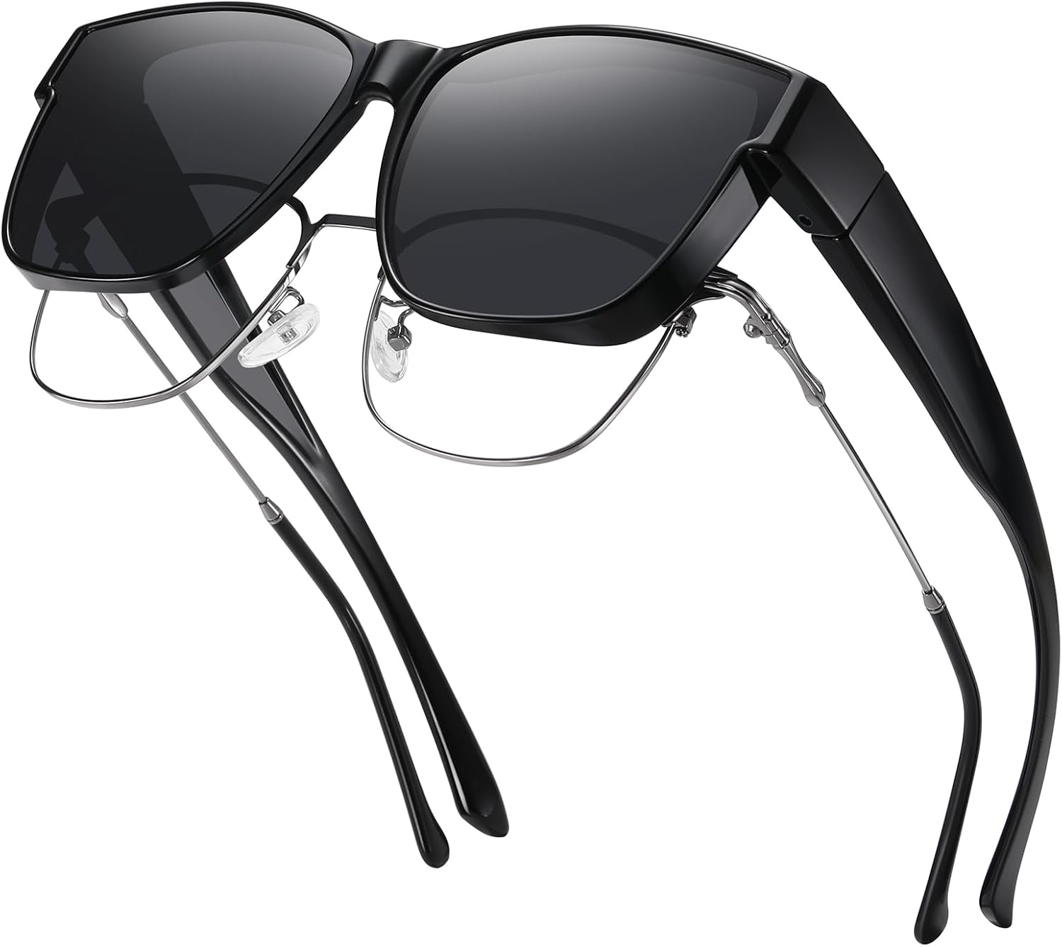 GEGURI Polarized Sunglasses Fit Over Glasses for Men Women, Oversized Square Sun Glasses UV400 Protection Shades