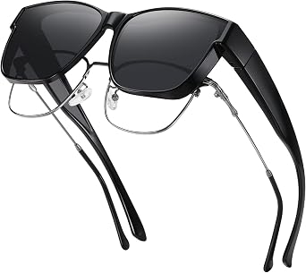 GEGURI Polarized Sunglasses Fit Over Glasses for Men Women, Oversized Square Sun Glasses UV400 Protection Shades