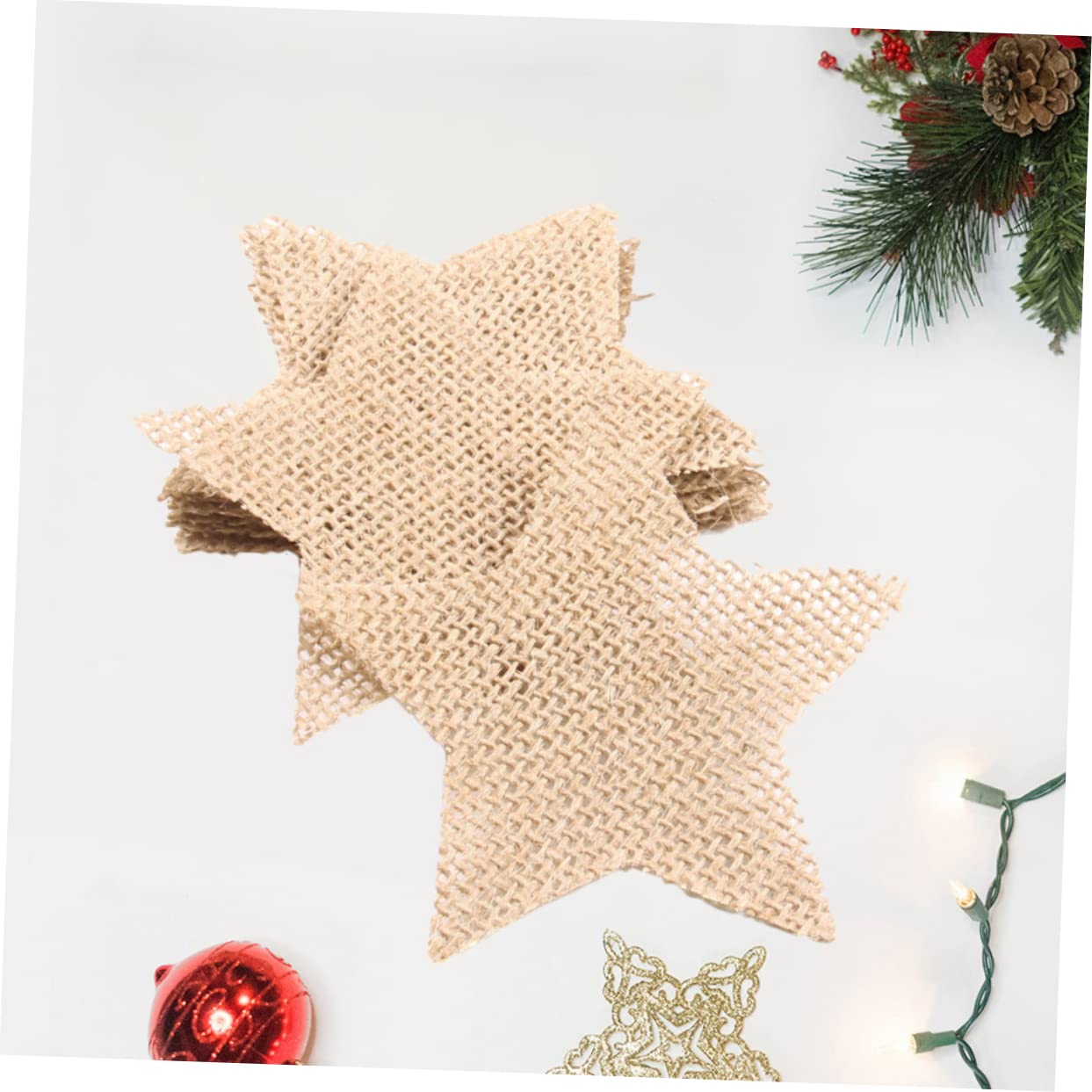 EXCEART 80piezas Decoraciones Navideñas De Lienzo De Yute Cortes De Estrellas Para Manualidades Colgantes Para Árbol Puerta y Ventana